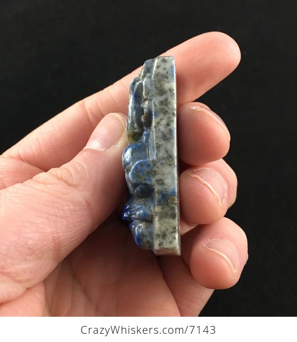 Flying Pig Carved Lapis Lazuli Stone Pendant Jewelry - #BnSnqyZI79s-5