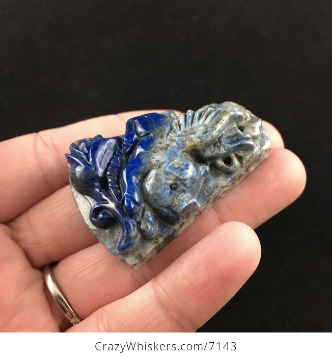 Flying Pig Carved Lapis Lazuli Stone Pendant Jewelry - #BnSnqyZI79s-3