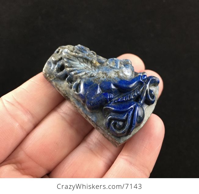 Flying Pig Carved Lapis Lazuli Stone Pendant Jewelry - #BnSnqyZI79s-4