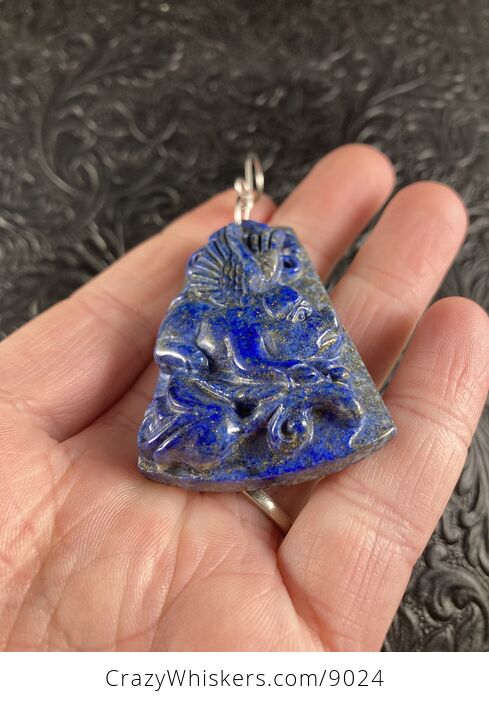 Flying Pig Carved Lapis Lazuli Stone Pendant Jewelry - #lEUaqP5EjuE-2
