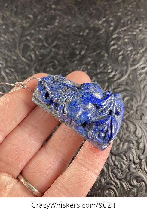 Flying Pig Carved Lapis Lazuli Stone Pendant Jewelry - #lEUaqP5EjuE-3