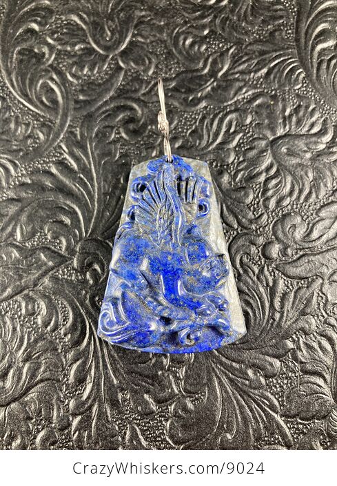 Flying Pig Carved Lapis Lazuli Stone Pendant Jewelry - #lEUaqP5EjuE-6