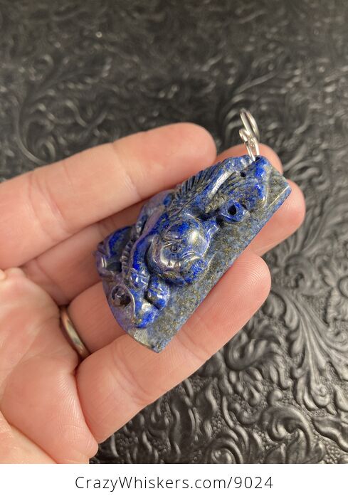 Flying Pig Carved Lapis Lazuli Stone Pendant Jewelry - #lEUaqP5EjuE-4