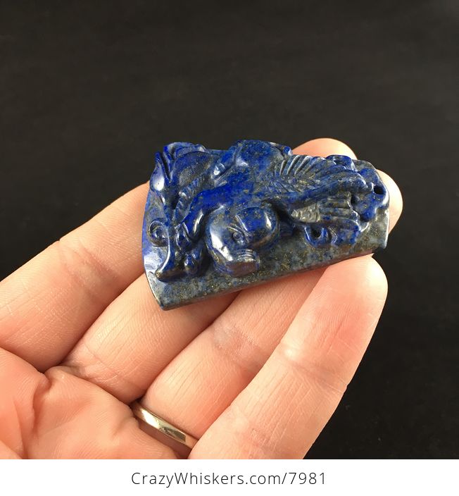 Flying Pig Carved Lapis Lazuli Stone Pendant Jewelry - #sAC9iOS2jrw-2