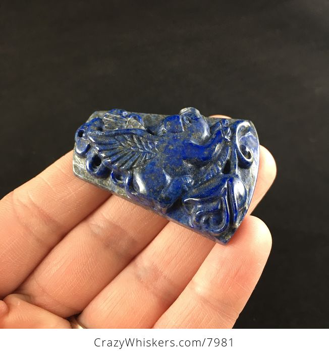 Flying Pig Carved Lapis Lazuli Stone Pendant Jewelry - #sAC9iOS2jrw-3
