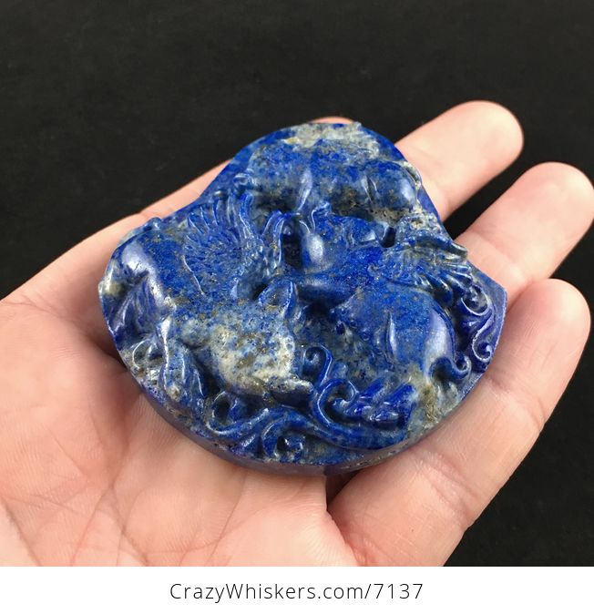 Flying Pigs Carved Lapis Lazuli Stone Pendant Jewelry - #8eXjTOSsBWM-2