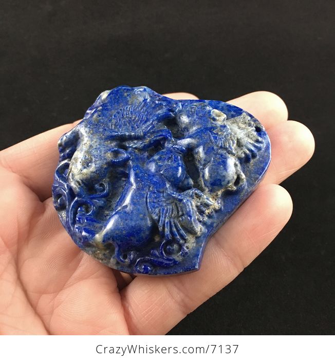 Flying Pigs Carved Lapis Lazuli Stone Pendant Jewelry - #8eXjTOSsBWM-3