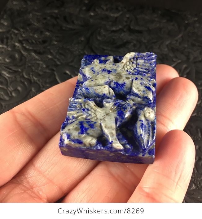 Flying Pigs Carved Lapis Lazuli Stone Pendant Jewelry - #EmxetNmv5Q0-2