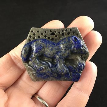 Fox Carved Lapis Lazuli Stone Jewelry Pendant #HnIYJmQuqFs