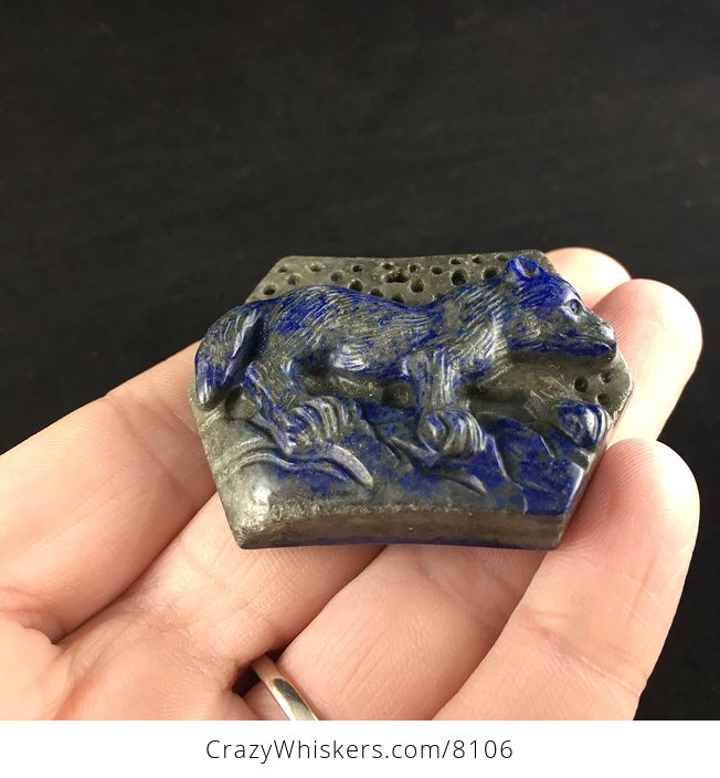 Fox Carved Lapis Lazuli Stone Jewelry Pendant - #HnIYJmQuqFs-2