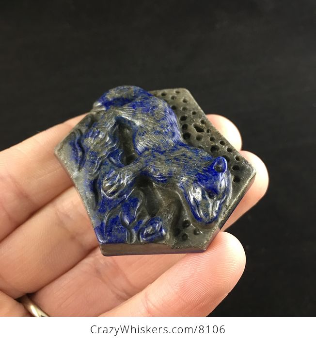 Fox Carved Lapis Lazuli Stone Jewelry Pendant - #HnIYJmQuqFs-3