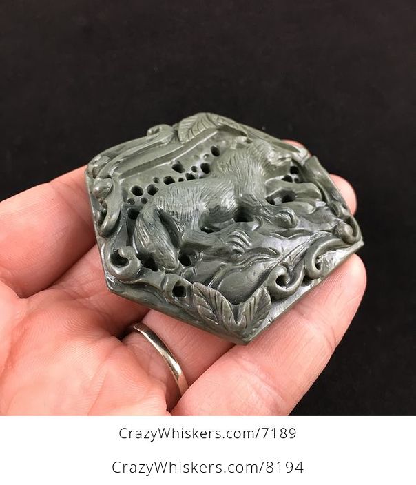 Fox Carved Ribbon Jasper Stone Pendant Jewelry - #zCNVfxMlnQg-4