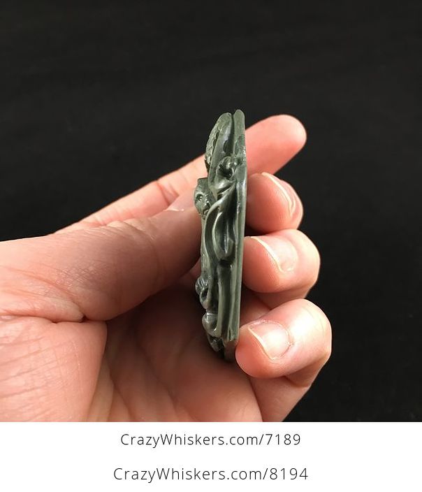 Fox Carved Ribbon Jasper Stone Pendant Jewelry - #zCNVfxMlnQg-6