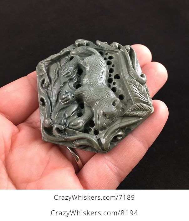 Fox Carved Ribbon Jasper Stone Pendant Jewelry - #zCNVfxMlnQg-2