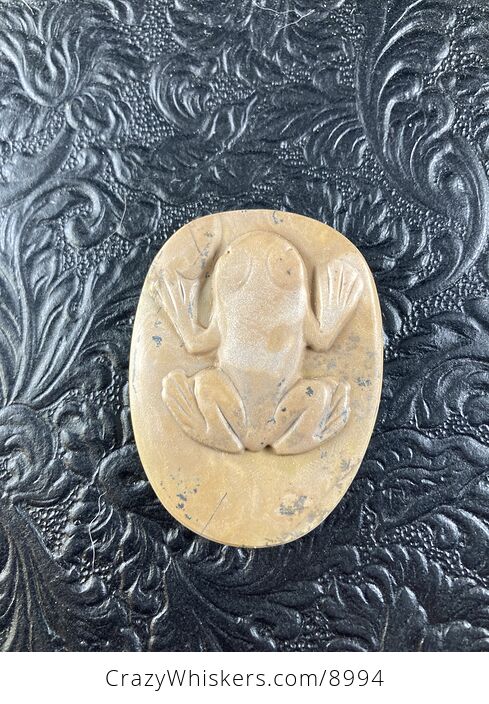 Frog Carved Jasper Stone Pendant Jewelry Mini Art Ornament - #o8vefzJkMO8-4