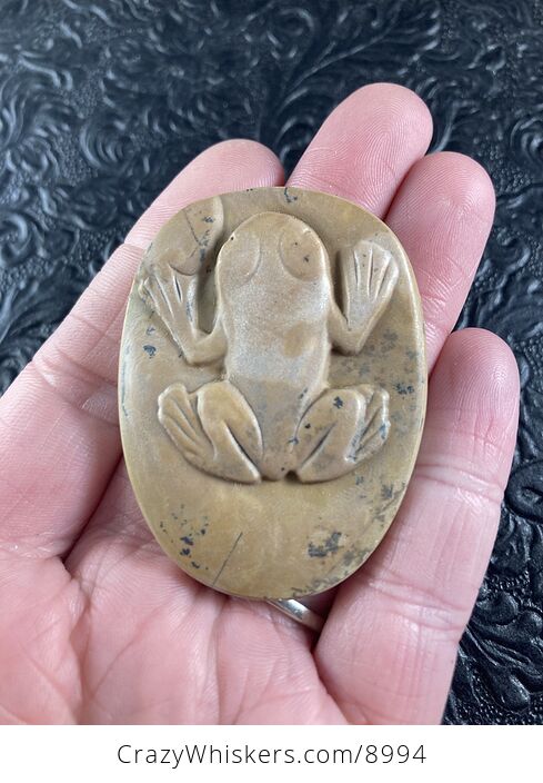 Frog Carved Jasper Stone Pendant Jewelry Mini Art Ornament - #o8vefzJkMO8-3