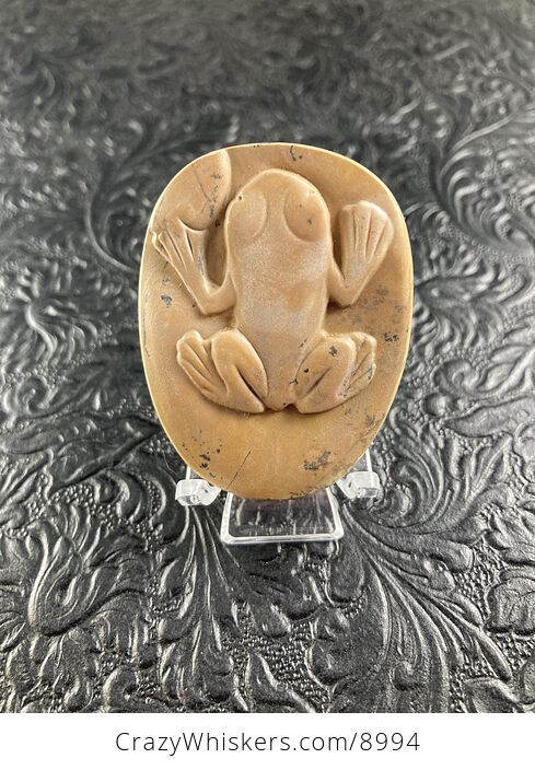 Frog Carved Jasper Stone Pendant Jewelry Mini Art Ornament - #o8vefzJkMO8-1