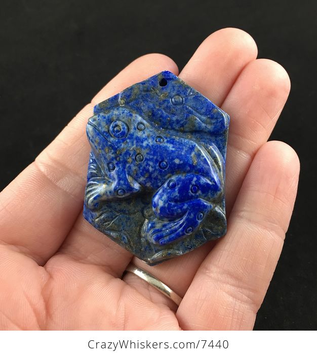 Frog Carved Lapis Lazuli Stone Pendant Jewelry - #jNB8pNkLHuo-1