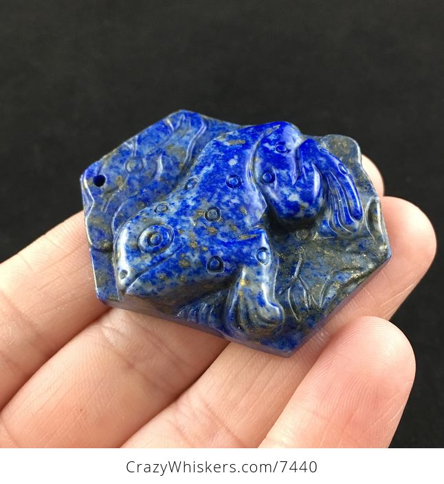 Frog Carved Lapis Lazuli Stone Pendant Jewelry - #jNB8pNkLHuo-4