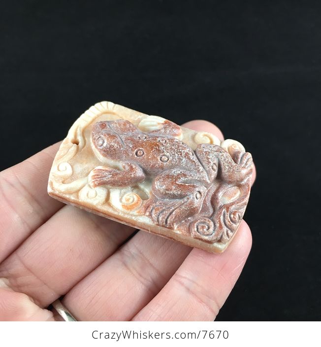 Frog Carved Red Jasper Stone Pendant Jewelry - #yv1TNtcoYBo-4