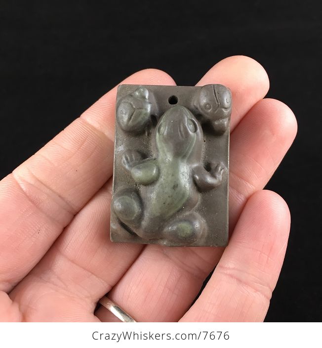 Frog Carved Ribbon Jasper Stone Pendant Jewelry - #fe0Ohh6aCYQ-1