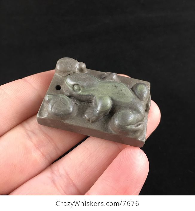 Frog Carved Ribbon Jasper Stone Pendant Jewelry - #fe0Ohh6aCYQ-4