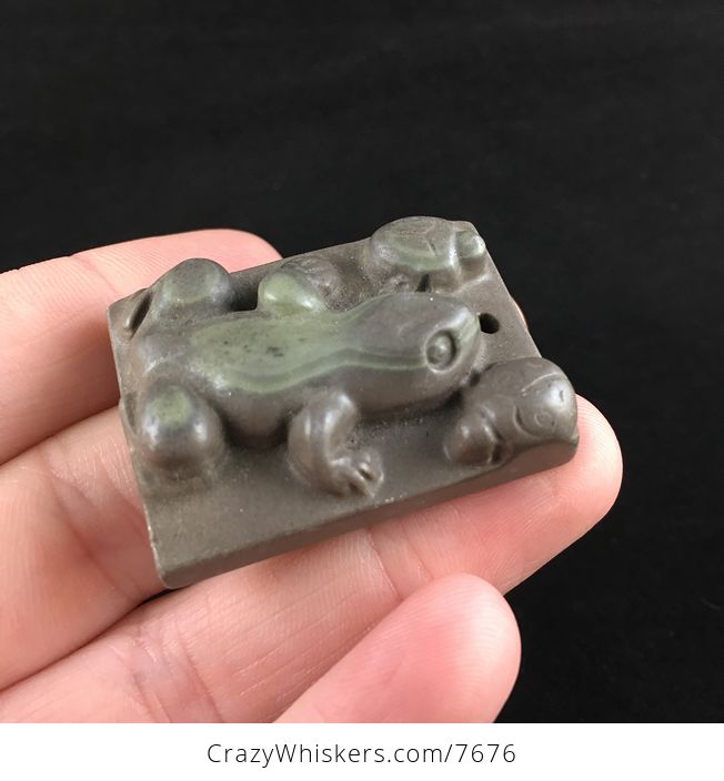Frog Carved Ribbon Jasper Stone Pendant Jewelry - #fe0Ohh6aCYQ-3