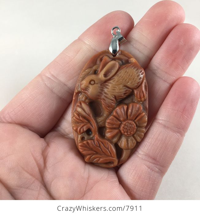 Frolicking Rabbit Carved Malachite Stone Pendant Jewelry - #iP2y89MaBxs-1