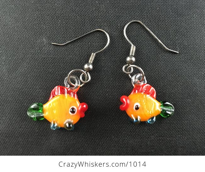 Glass Lampwork Fish Earrings with Hooks - #CMql7yAjq0U-2