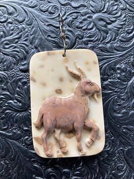 Goat Carved in Jasper Stone Jewelry Pendant Ornament or Mini Art #YYPda2Yu0PY