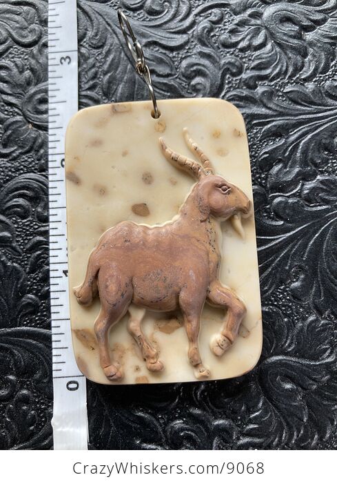 Goat Carved in Jasper Stone Jewelry Pendant Ornament or Mini Art - #YYPda2Yu0PY-3