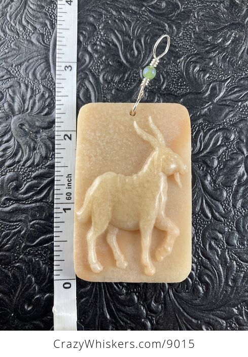 Goat Carved in Orange Stone Jewelry Pendant Ornament or Mini Art - #VSQB2OWPE6g-4