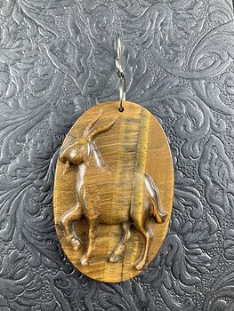 Goat Carved in Tigers Eye Stone Jewelry Pendant Ornament or Mini Art #sXVT2p4wvao