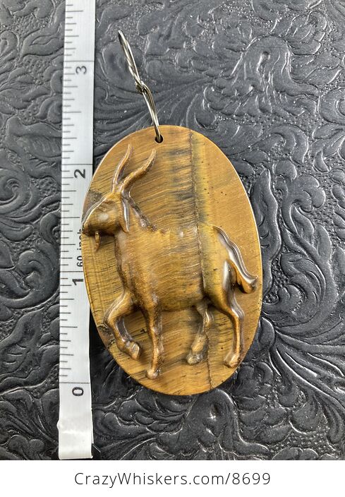 Goat Carved in Tigers Eye Stone Jewelry Pendant Ornament or Mini Art - #sXVT2p4wvao-5