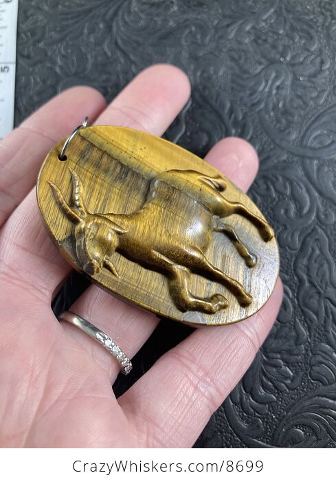 Goat Carved in Tigers Eye Stone Jewelry Pendant Ornament or Mini Art - #sXVT2p4wvao-4