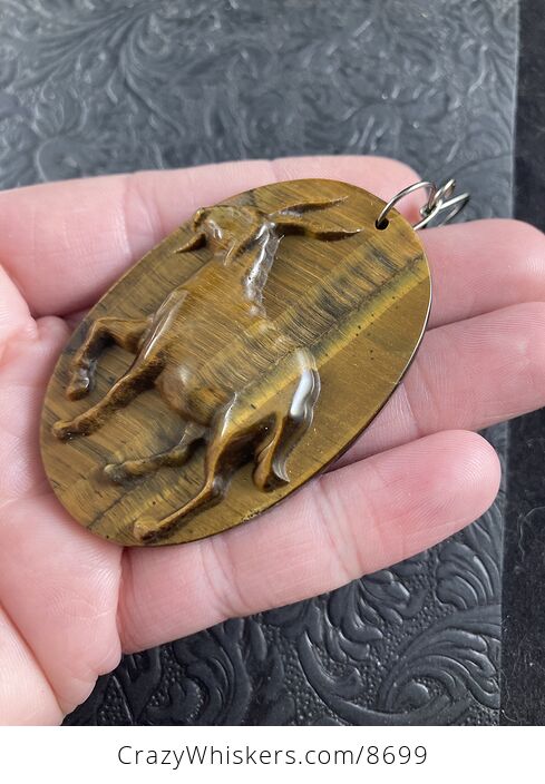 Goat Carved in Tigers Eye Stone Jewelry Pendant Ornament or Mini Art - #sXVT2p4wvao-3