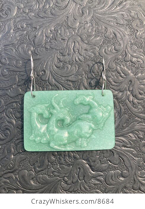Goats Carved in Green Aventurine Stone Jewelry Ornament Mini Art - #krMpqa6H1j4-5