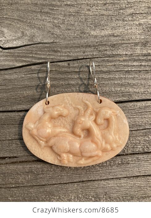 Goats Carved in Orange Jasper Stone Jewelry Ornament Mini Art - #HZf338DW2C0-3