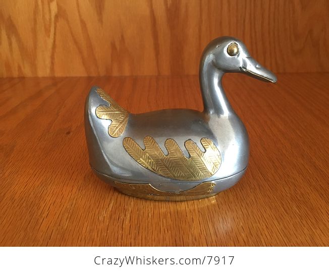 Gold and Silver Toned Metal Duck Storage Trinket Box Figurines - #LnEG7BzFrAQ-6