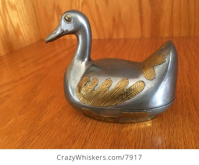 Gold and Silver Toned Metal Duck Storage Trinket Box Figurines - #LnEG7BzFrAQ-4