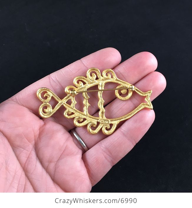 Gold Fancy Fish Ak Anne Klein Brooch Pin Jewelry - #D6WEyPJSeTE-3