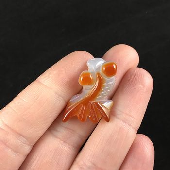 Gold Fish Carved Agate Jewelry Pendant #OD10VmnOyjs