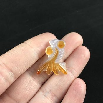 Gold Fish Carved Agate Jewelry Pendant #nnfjGheBjK4