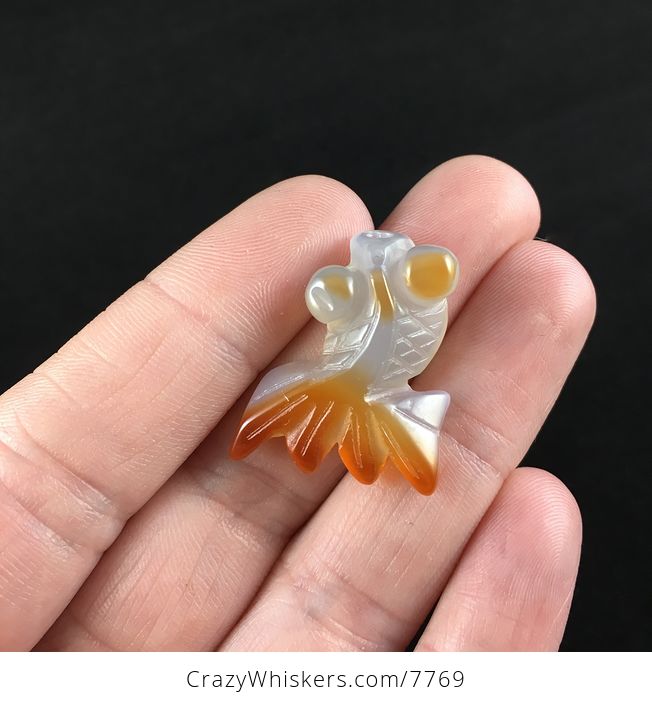 Gold Fish Carved Agate Jewelry Pendant - #Avr1BaIOphY-1