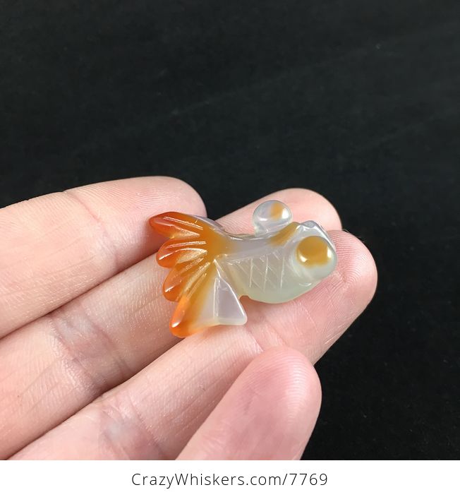 Gold Fish Carved Agate Jewelry Pendant - #Avr1BaIOphY-2