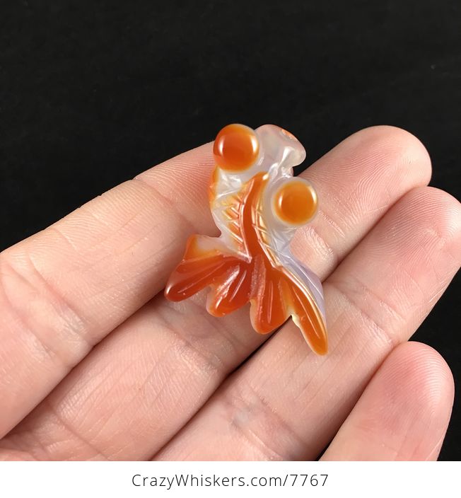 Gold Fish Carved Agate Jewelry Pendant - #FcdmsV5pqy4-1