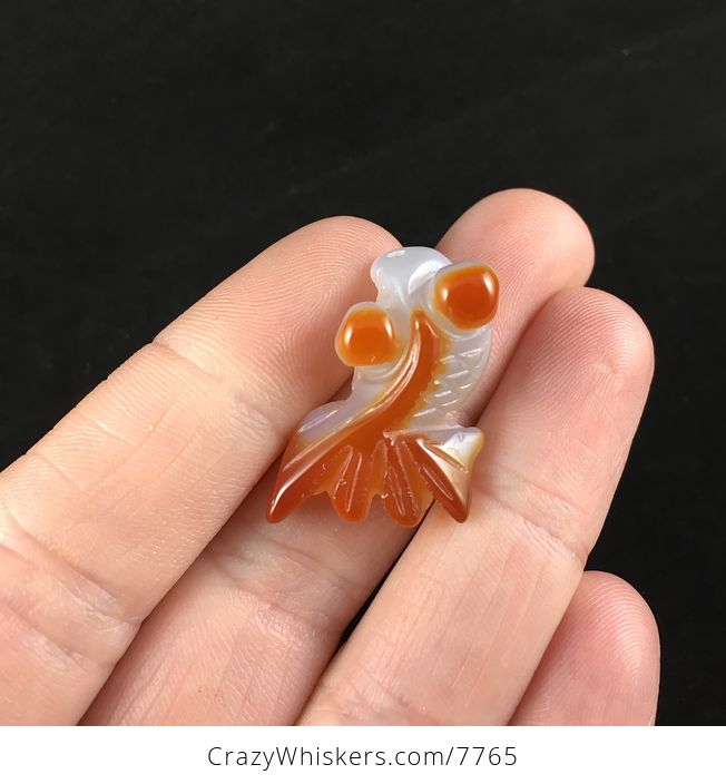 Gold Fish Carved Agate Jewelry Pendant - #OD10VmnOyjs-1