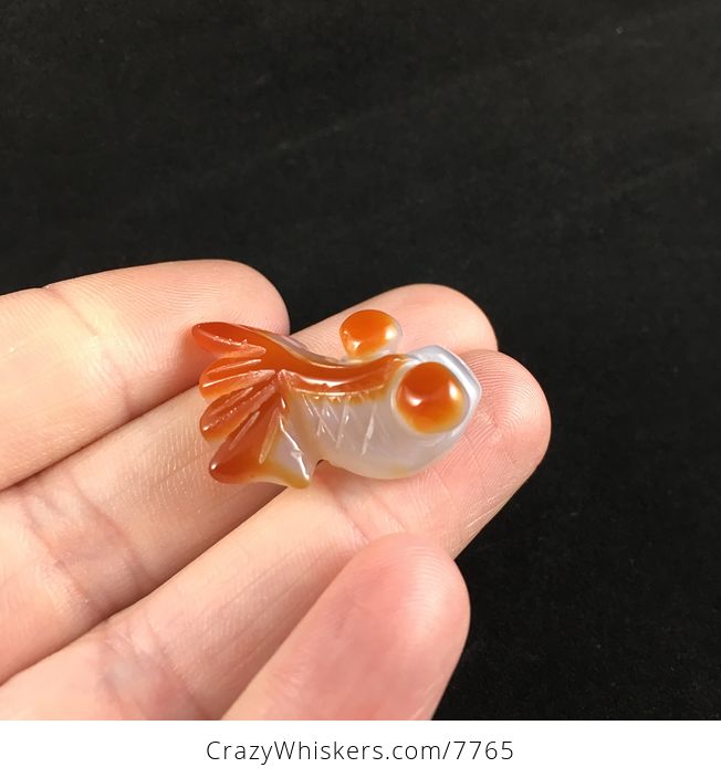 Gold Fish Carved Agate Jewelry Pendant - #OD10VmnOyjs-2