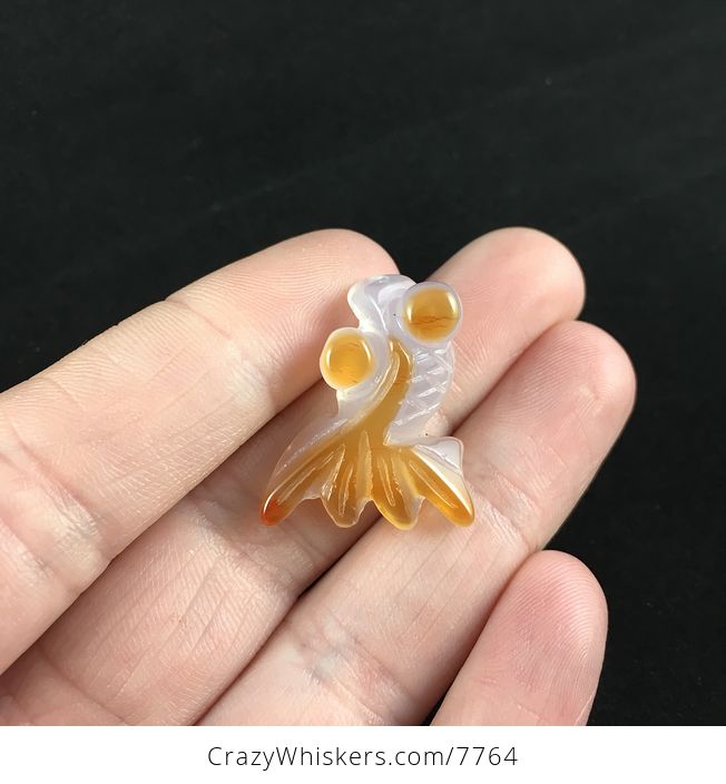Gold Fish Carved Agate Jewelry Pendant - #nnfjGheBjK4-1