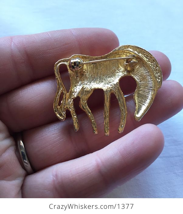 Gold Tone Grazing Zebra Brooch Pin - #lJibqDmIcR8-2